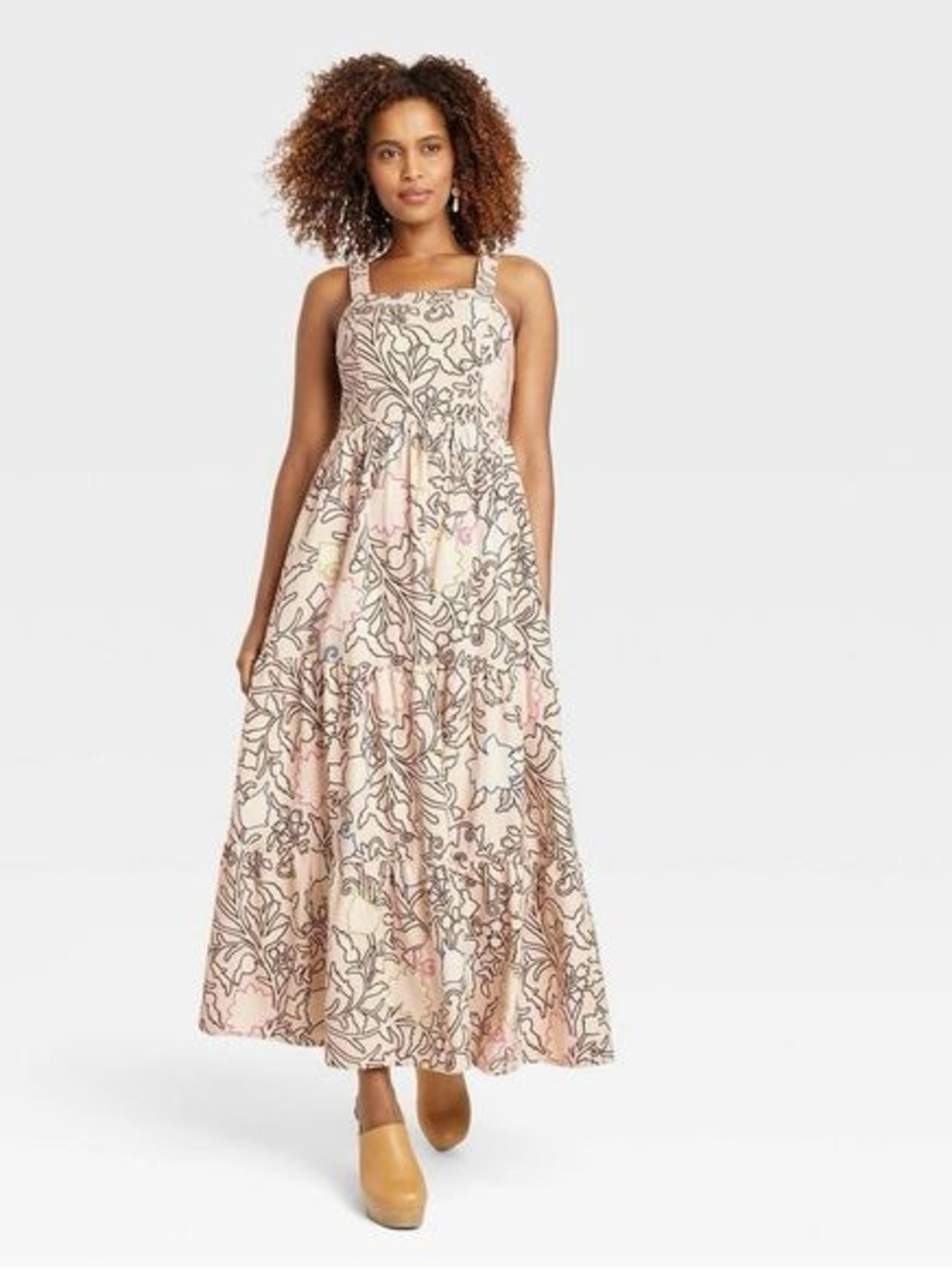 Knox Rose Blush Pink Floral Square-Neck Maxi Dress